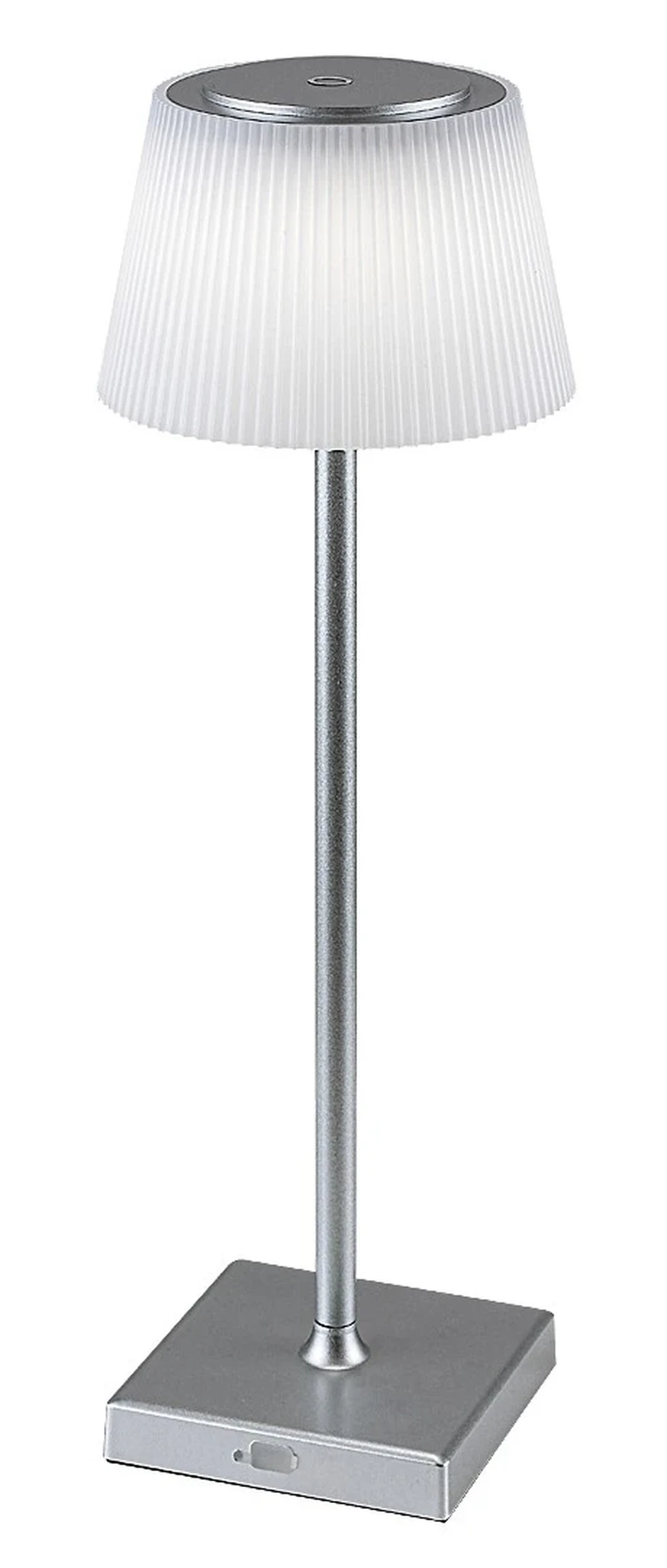 Taena – LED настолна лампа в сребристо с бял абажур, Ø130мм, 4W, 3000-5000K