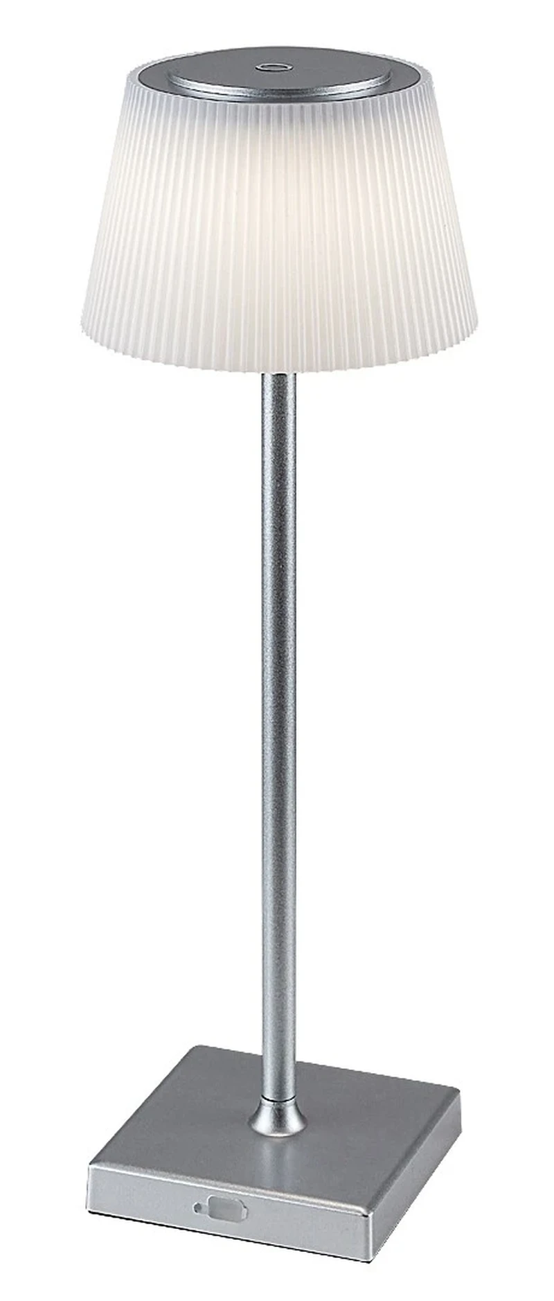 Taena – LED настолна лампа в сребристо с бял абажур, Ø130мм, 4W, 3000-5000K