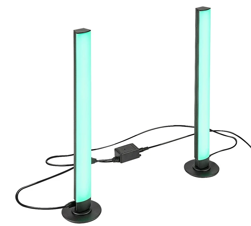 Paco – LED настолна лампа в черно/бяло, Ø35мм, 5W, RGB, с дистанционно