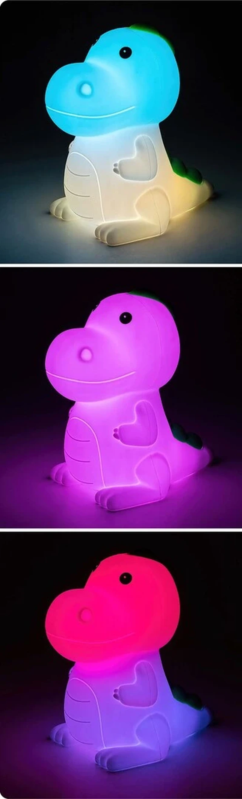 Dinoo – детска LED нощна лампа динозавър, RGB, 130×140мм, 0.45W, 3000K