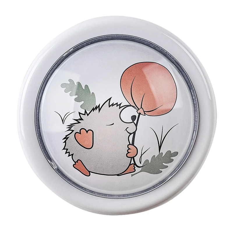 Hedgy – детски LED pushlight в бяло с многоцветен декор, Ø100мм, 0.3W, 6000K