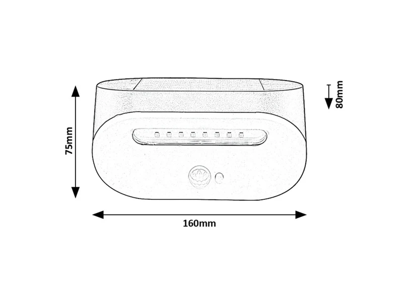Brezno – соларна LED лампа за стена в черно/бяло, 160мм, 3.2W, 4000K, IP44
