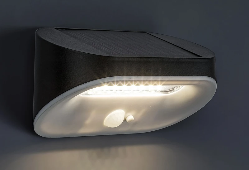 Brezno – соларна LED лампа за стена в черно/бяло, 160мм, 3.2W, 4000K, IP44