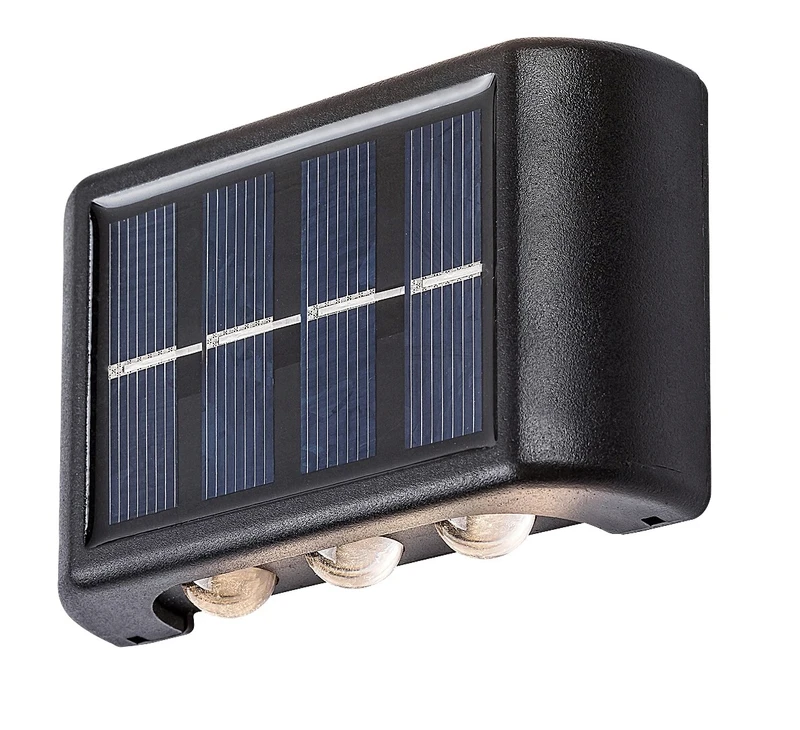 Соларно осветление Kangton – соларна LED стенна лампа в черно, 90×55мм, 1.2W, 3000K, IP44