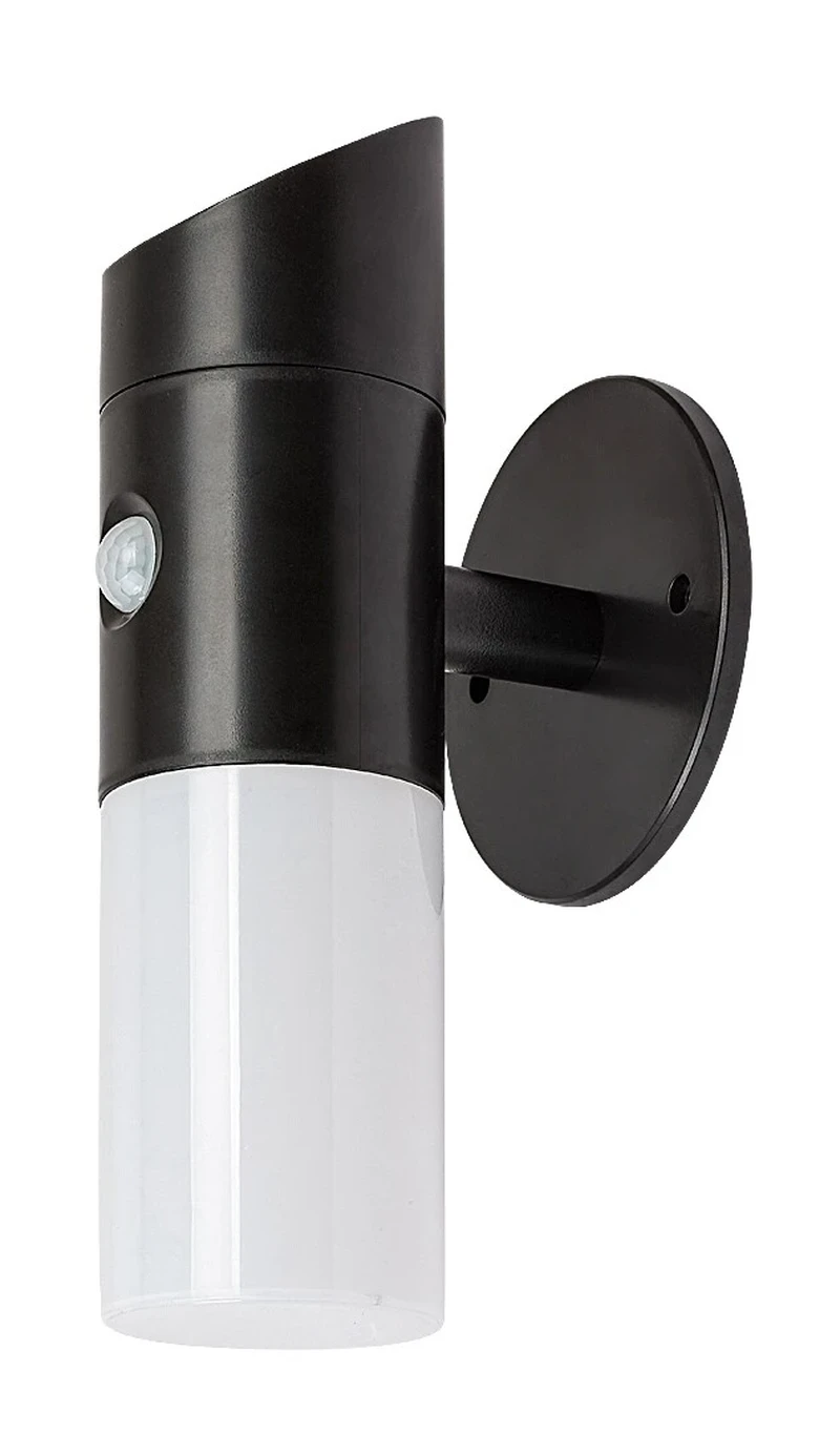 Lutto – соларна LED стенна лампа в черно с бял абажур, Ø60мм, 1W, 6500K, IP44