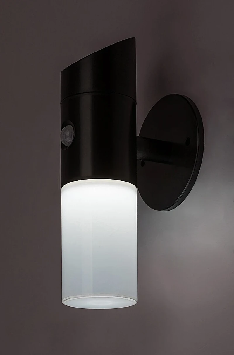 Lutto – соларна LED стенна лампа в черно с бял абажур, Ø60мм, 1W, 6500K, IP44