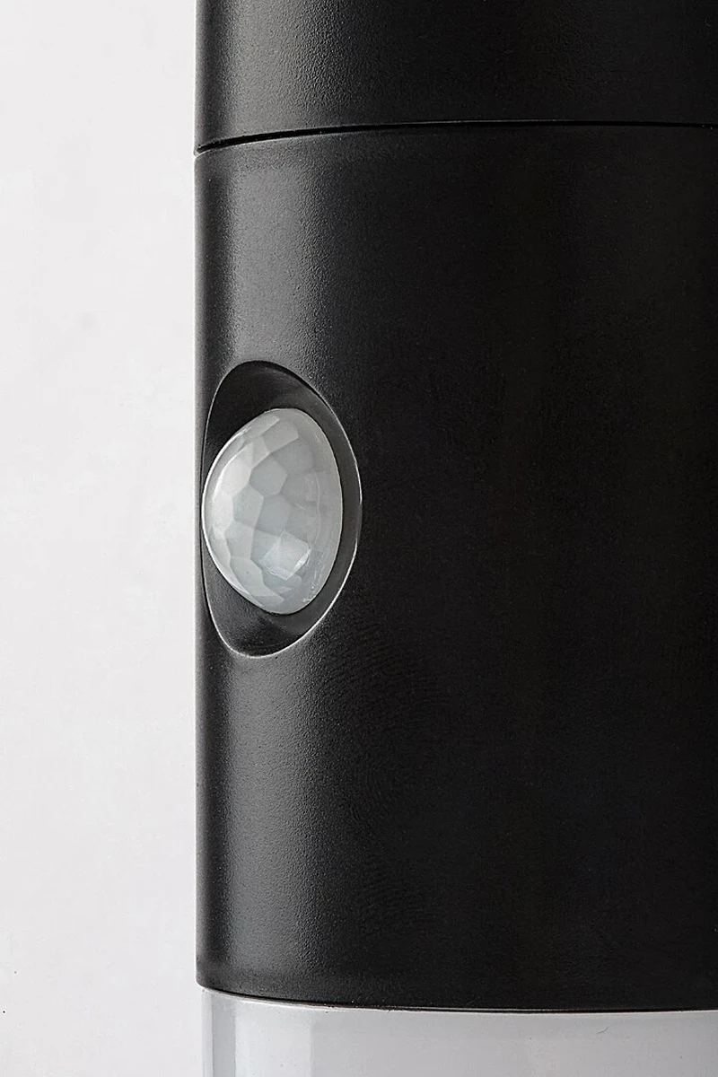 Lutto – соларна LED стенна лампа в черно с бял абажур, Ø60мм, 1W, 6500K, IP44