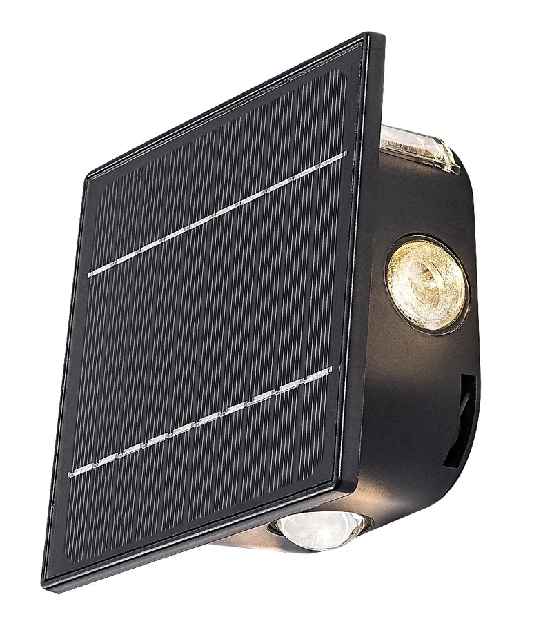 Соларно осветление Emmen – соларна LED стенна лампа в черно, 130×130мм, 0.5W, 3000-6000K, IP54