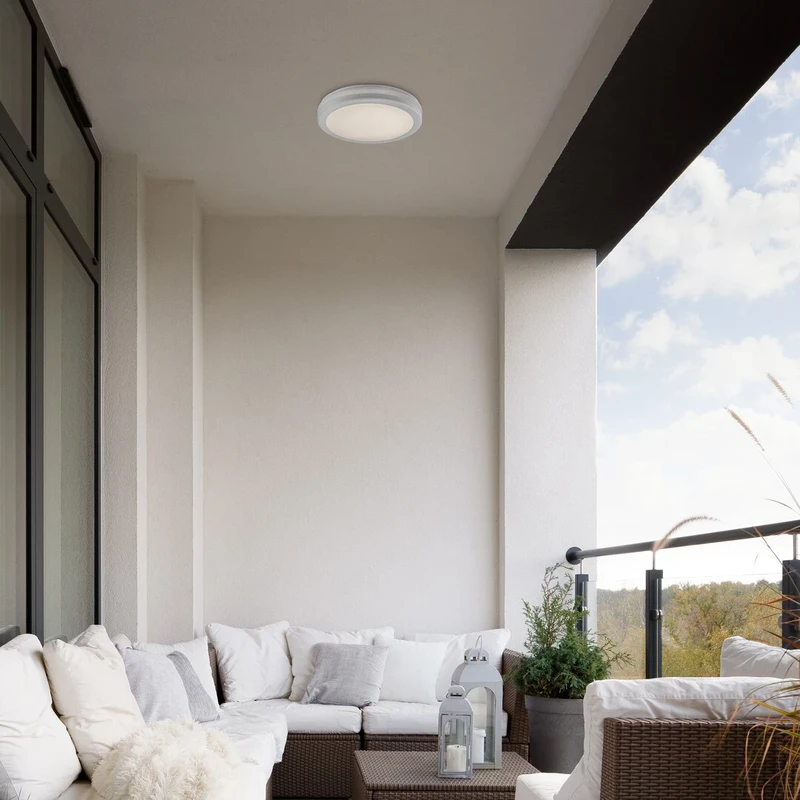 Indre – LED плафон за тераса в бяло, Ø300мм, 28W, 3000-6500K, IP54