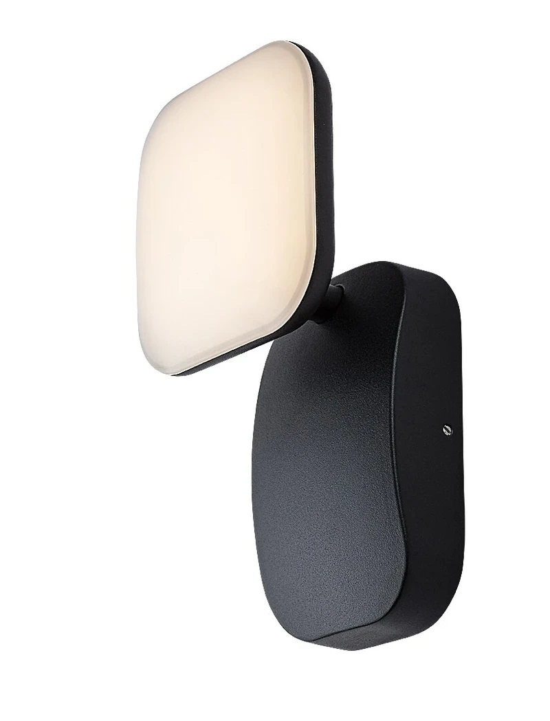 Odiel – LED външна стенна лампа в черно с бял абажур, 120×220мм, 12W, 3000K