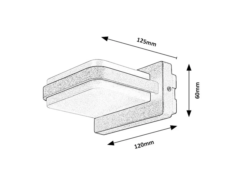 Gendt – LED външен аплик в черно с бял дифузьор, 120×60мм, 12W, 3000K, IP44