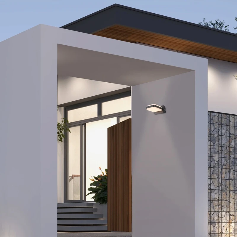 Gendt – LED външен аплик в черно с бял дифузьор, 120×60мм, 12W, 3000K, IP44