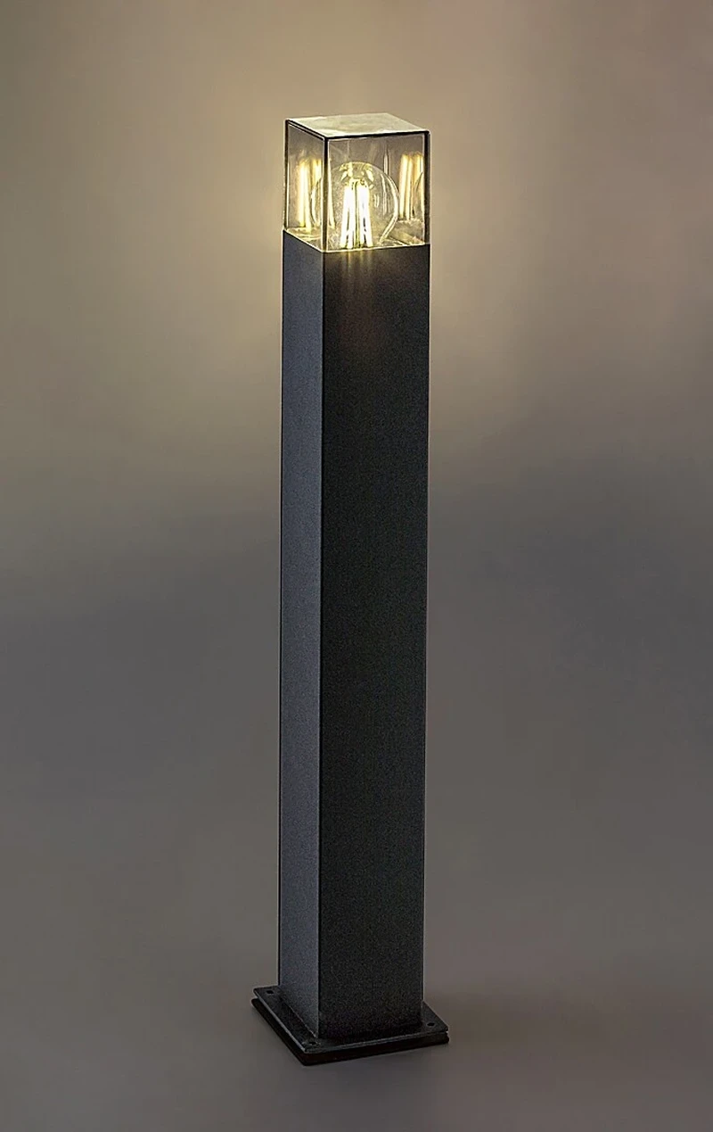 Loanda – модерна външна лампа в черно с тониран абажур, 80×650мм, 1×E27, IP44