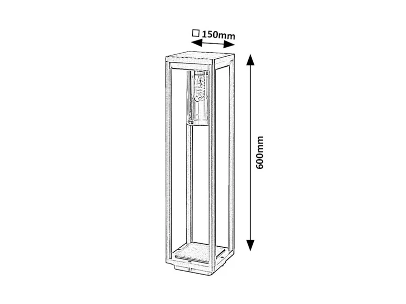 Zernest – външна стояща лампа в черно, 150×600мм, IP54, 1×E27