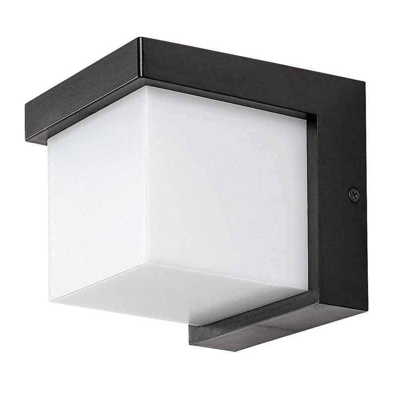 Andelle – LED външен аплик в черно с бял абажур, 115×115мм, 10W, 3000K, IP54