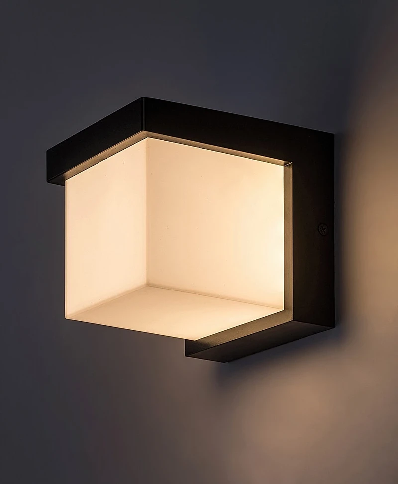 Andelle – LED външен аплик в черно с бял абажур, 115×115мм, 10W, 3000K, IP54