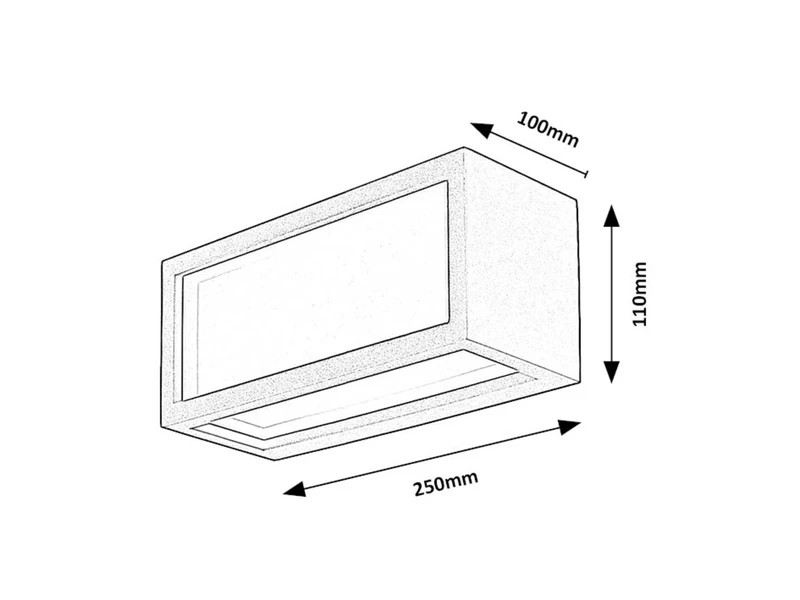 Lublin – LED външен аплик в черно с бял абажур, 250×110мм, 10W, 4000K, IP54