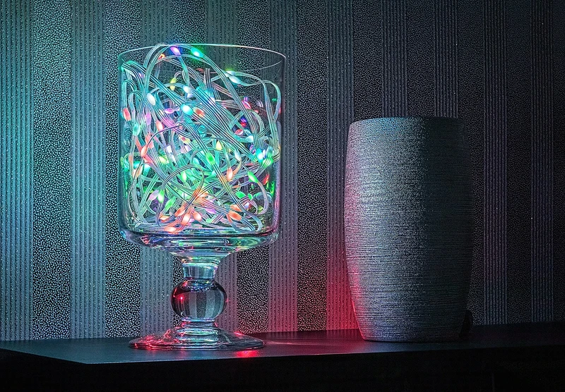 Biri – умен LED гирлянд за градина в бяло/прозрачно, 5м, 2.8W, RGB, IP44