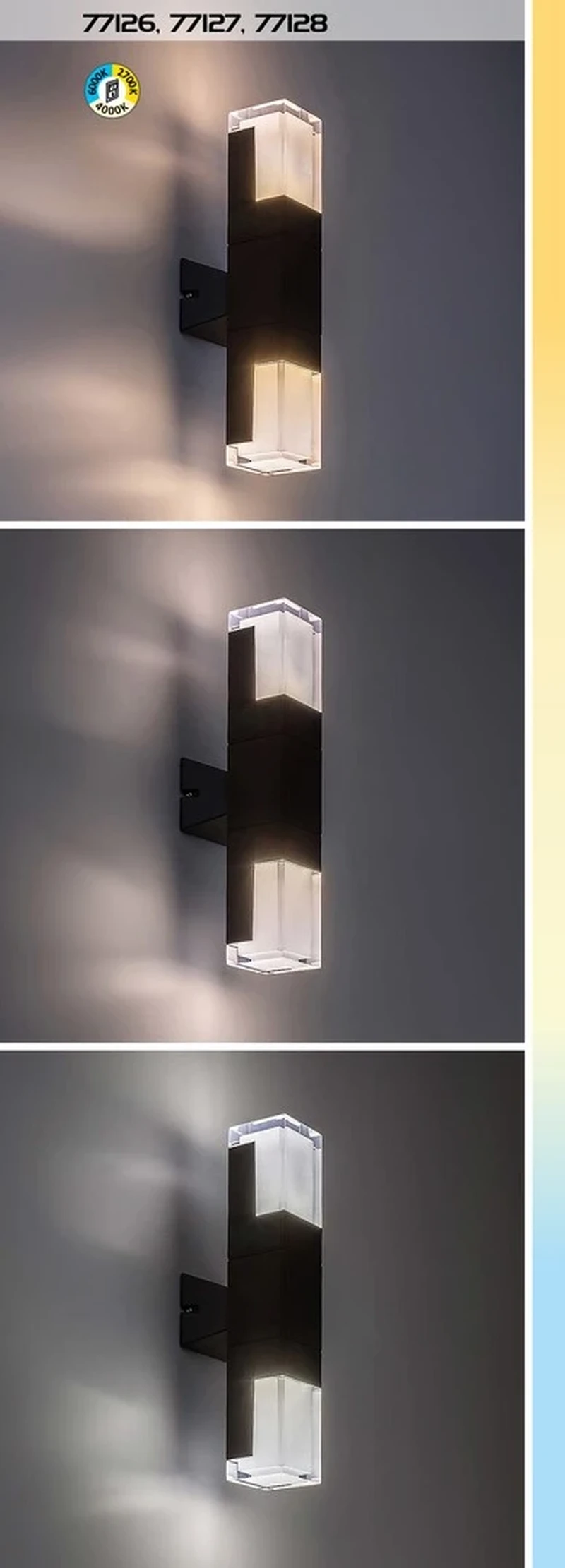 Darvas – LED външна стенна лампа в черно, 65×280мм, 7W, 2700/4000/6000K, IP54