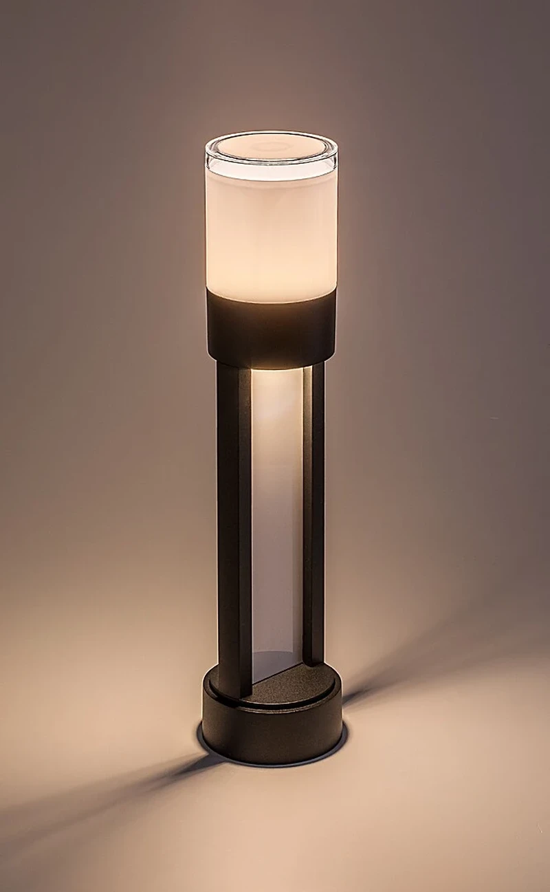 Leitha – LED градински стълб в черно с бял абажур, Ø100мм, 12W, 3000K