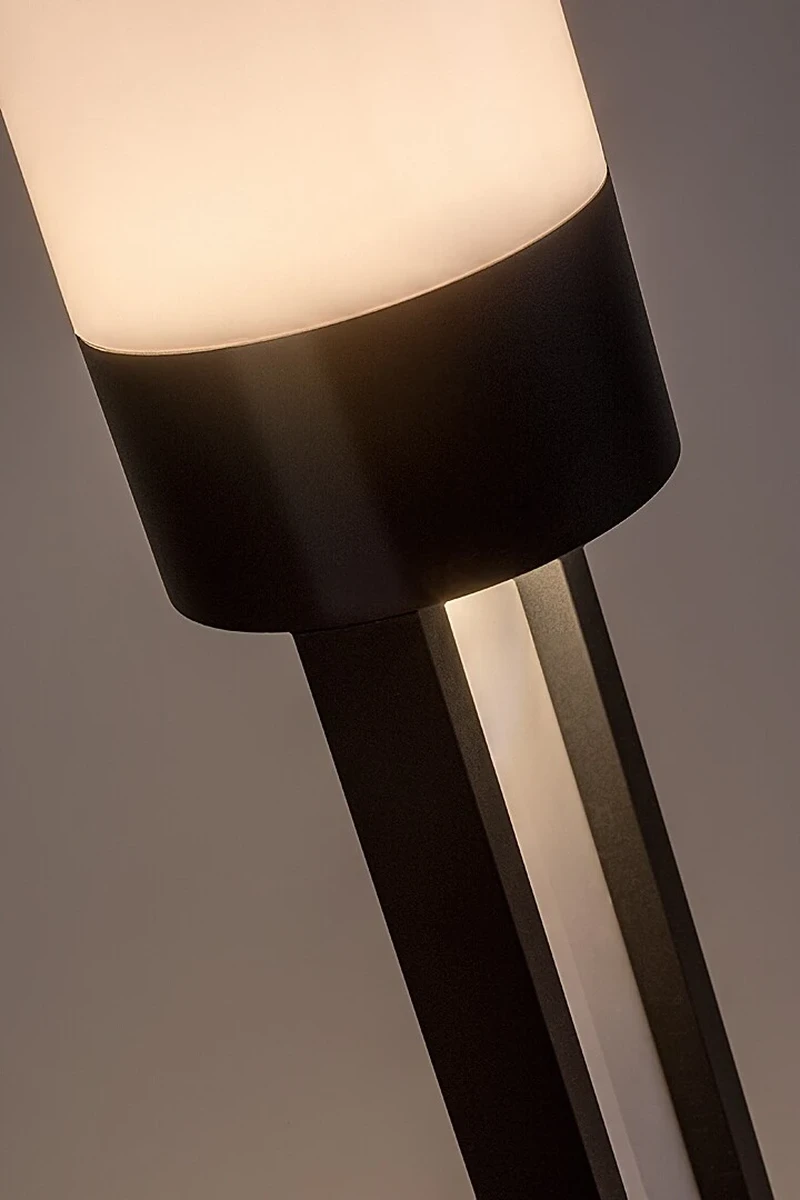Leitha – LED градински стълб в черно с бял абажур, Ø100мм, 12W, 3000K