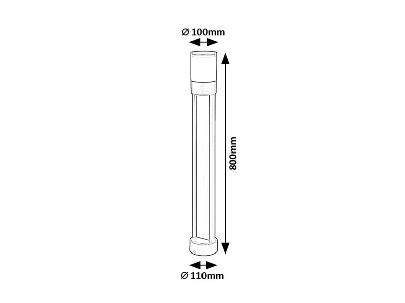 Leitha – LED градинска лампа в черен алуминий, Ø100мм, H800мм, 12W, 3000K, IP44
