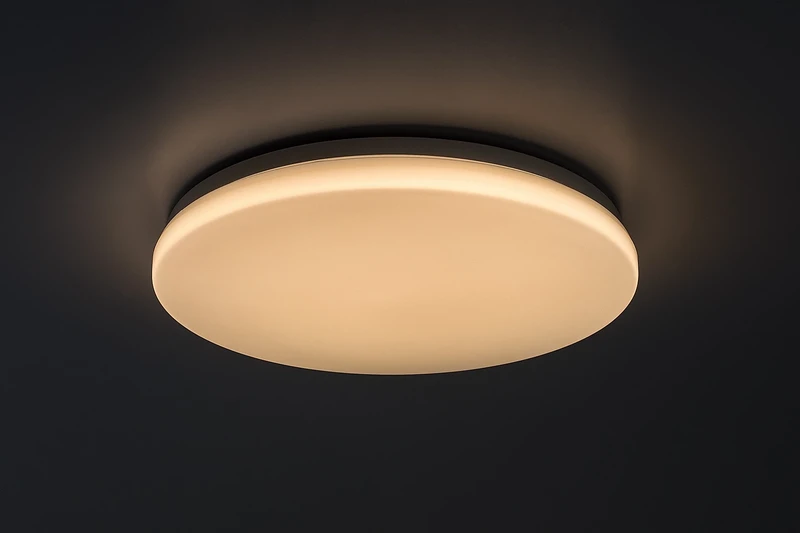 Lowar – LED плафон за тераса в бяло с датчик, Ø350мм, 24W, 3000K, IP44