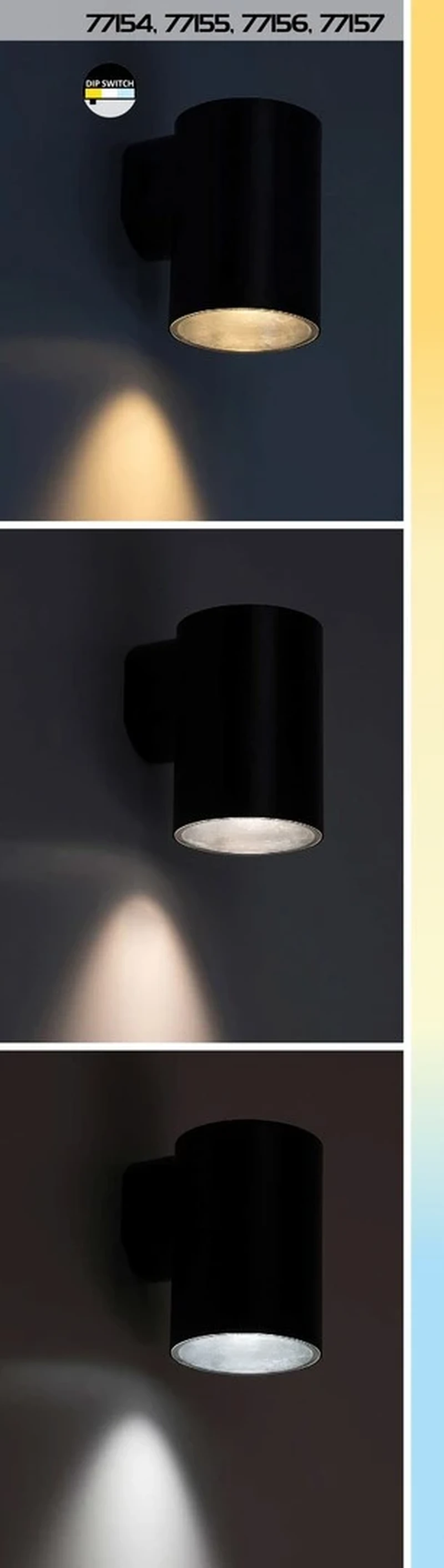 Urfa – LED външна стенна лампа в черно/бяло, Ø75мм, 9W, 2700-6500K, IP65