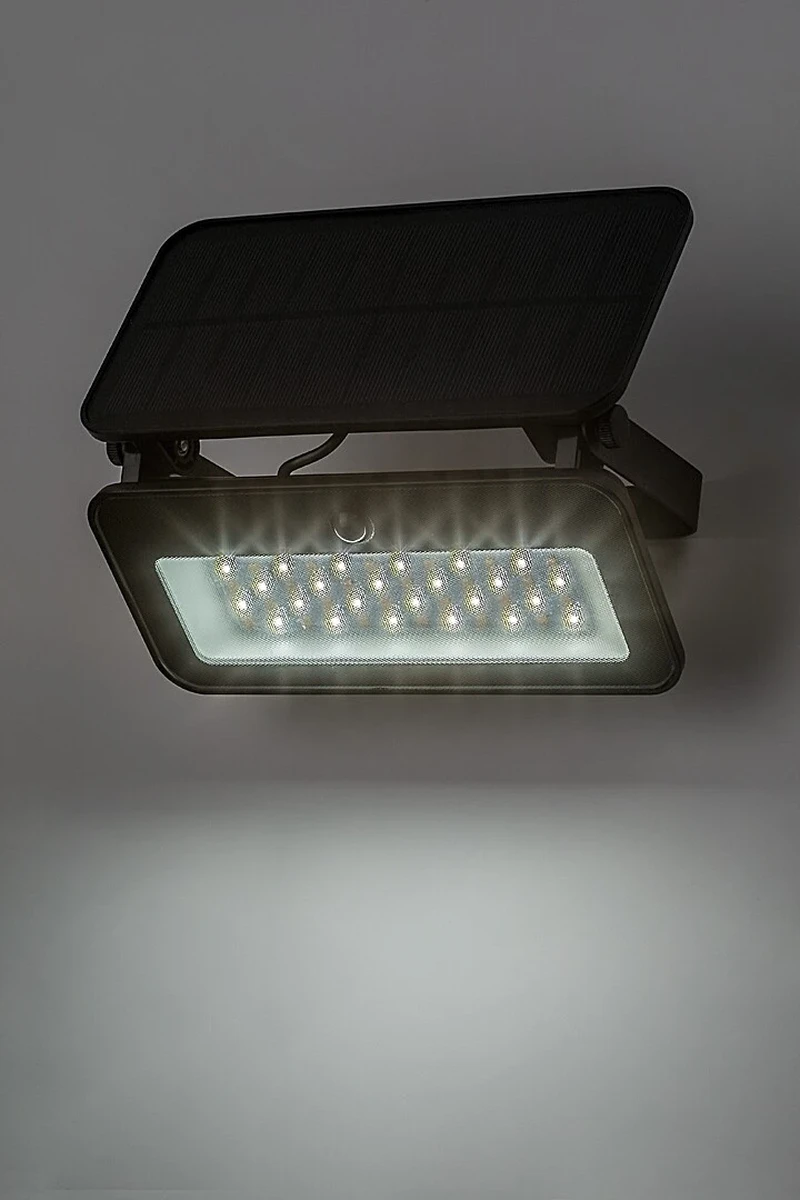 Tarcal – LED соларна стенна лампа в черно с бяло стъкло, 190×175мм, 8W, 3000-6500K