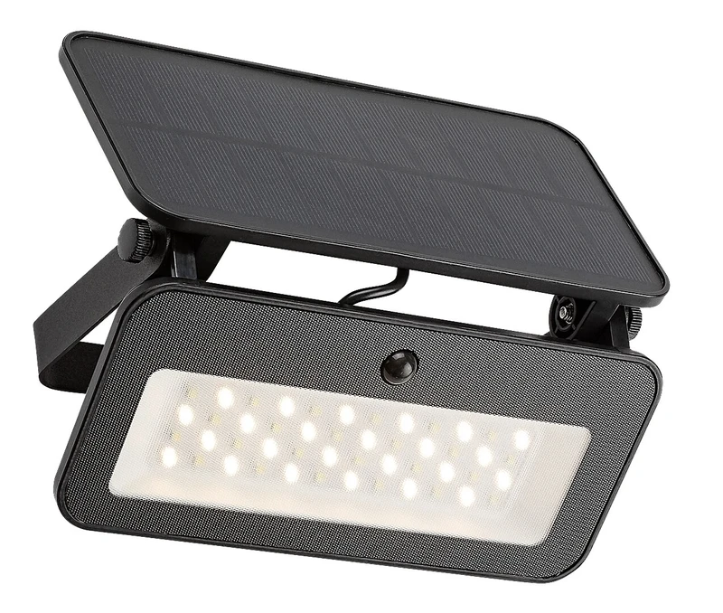 Tarcal – LED соларна стенна лампа в черно с бяло стъкло, 190×175мм, 8W, 3000-6500K