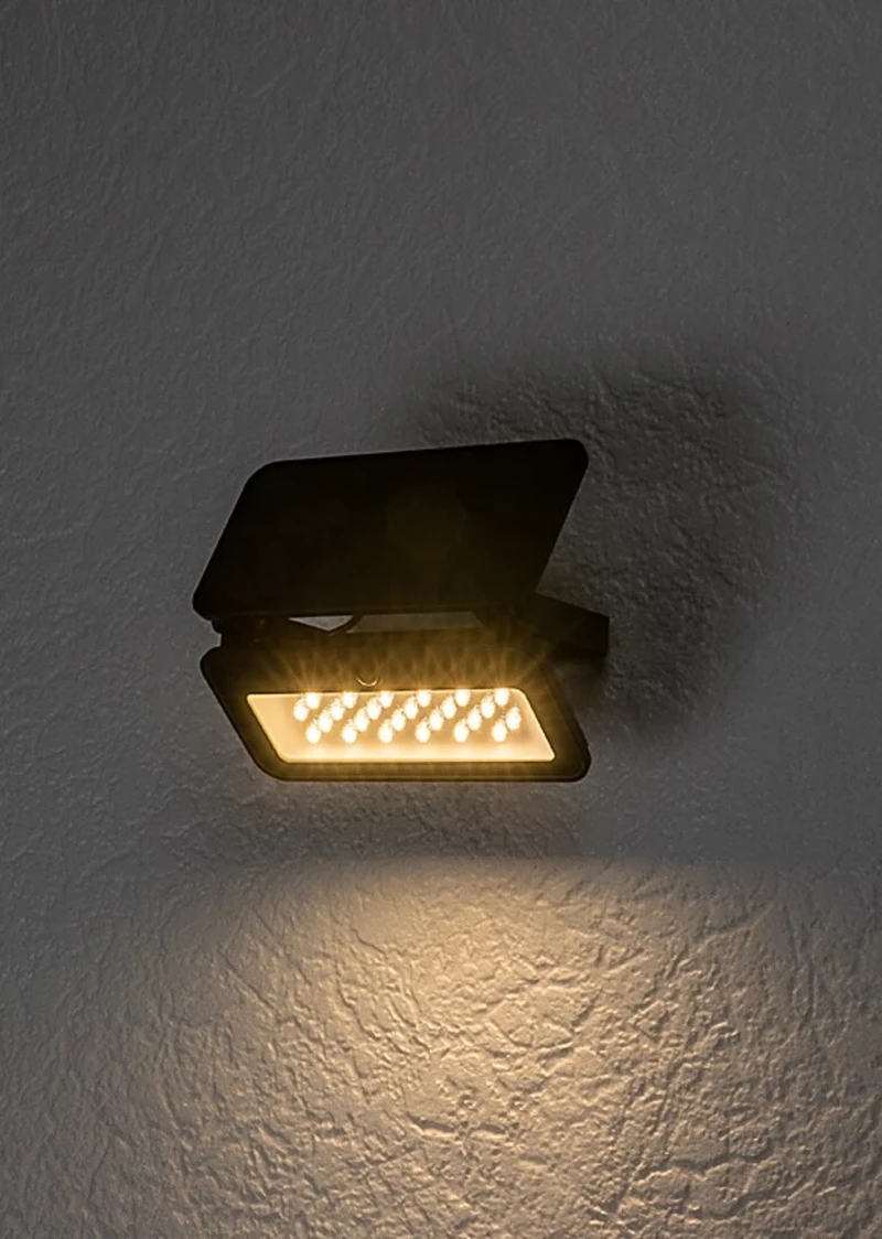 Tarcal – LED соларна стенна лампа в черно с бяло стъкло, 190×175мм, 8W, 3000-6500K