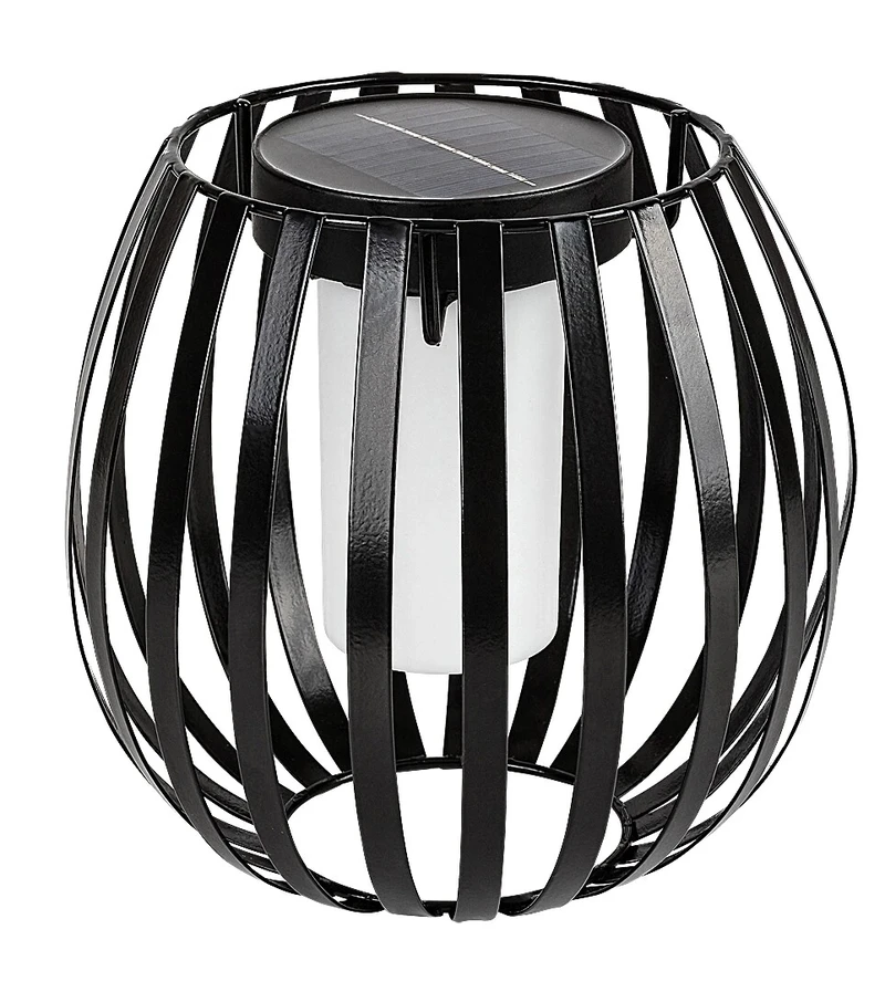 Savoca – соларна декоративна лампа в черно/бяло, Ø190мм, LED, 3000K, IP44