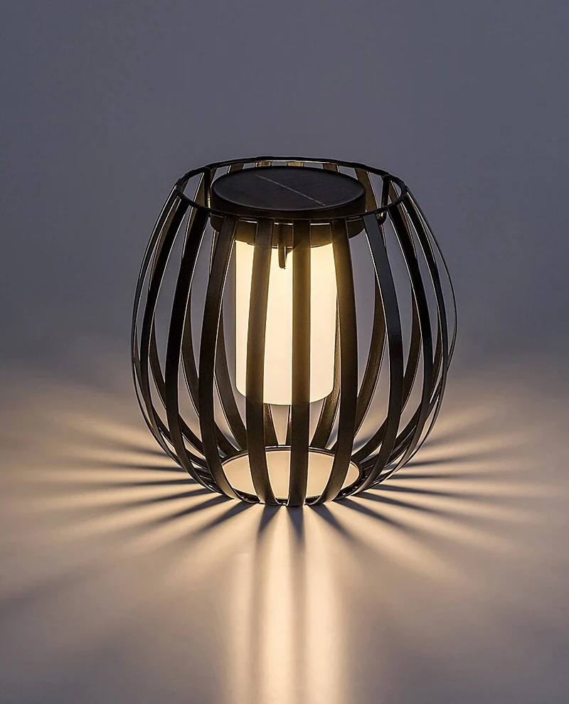 Savoca – соларна декоративна лампа в черно/бяло, Ø190мм, LED, 3000K, IP44