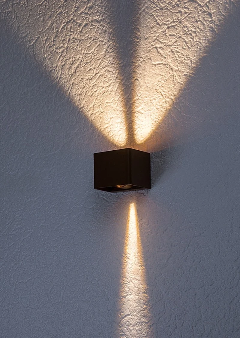 Hallstatt – LED външна стенна лампа в кафяво с прозрачно стъкло, 100×80мм, 10W, 3000K