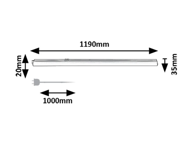 Bareg – LED осветление за кухня в черно/бяло, 1190мм, 16W, 3000/4000K