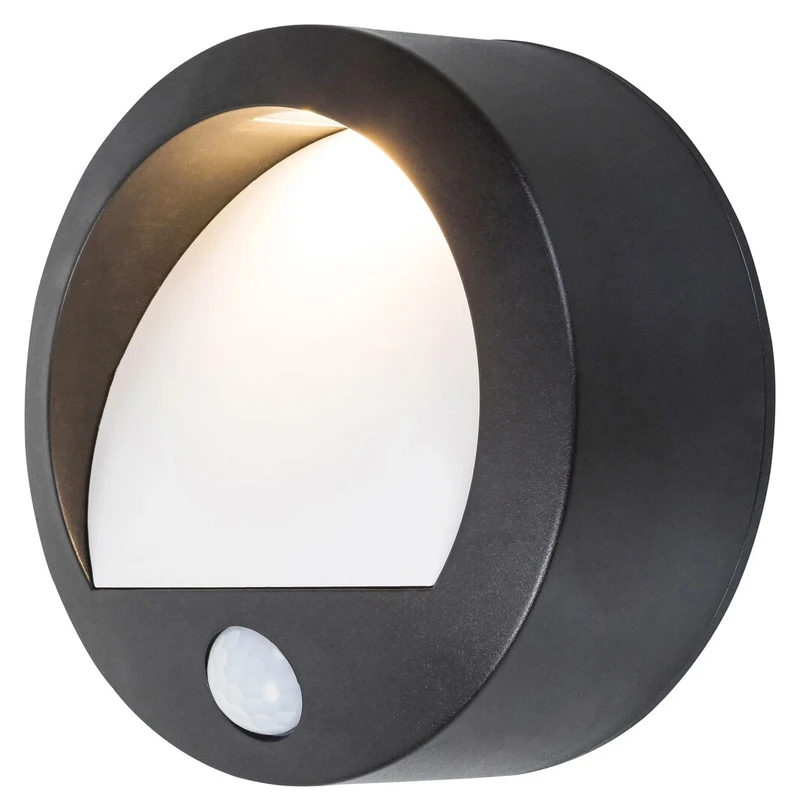 Amarillo – LED стенна лампа за външен монтаж в черно, Ø110мм, 1.5W, 3000K, IP44